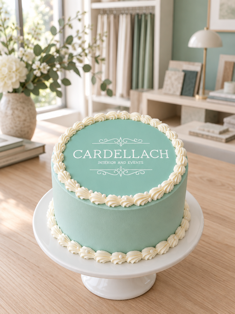 Idea de tarta con los colores corporativos de una empresa · Colibrí Bakery