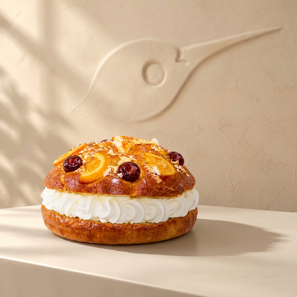 Roscón de Reyes artesano relleno de nata en Barcelona · Colibrí Bakery