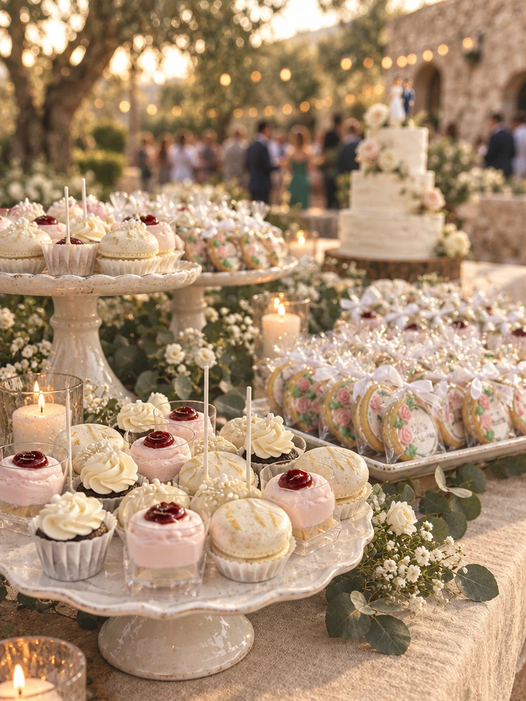Mesa de catering dulce para una boda en Barcelona