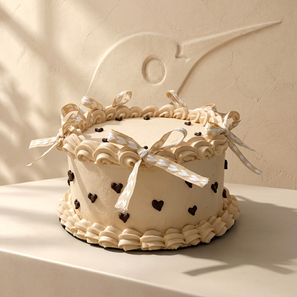 Tarta vintage blanca con bordes de crema trabajados a mano