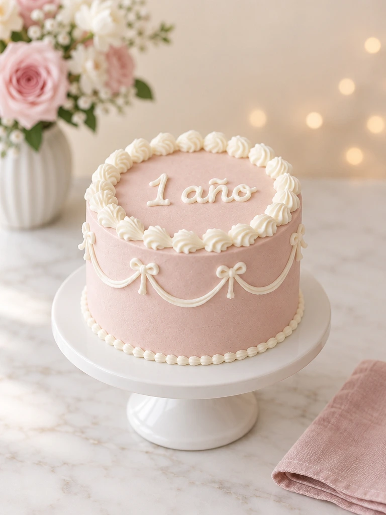 Tarta de primer cumpleaños con número 1, Colibrí Bakery Barcelona