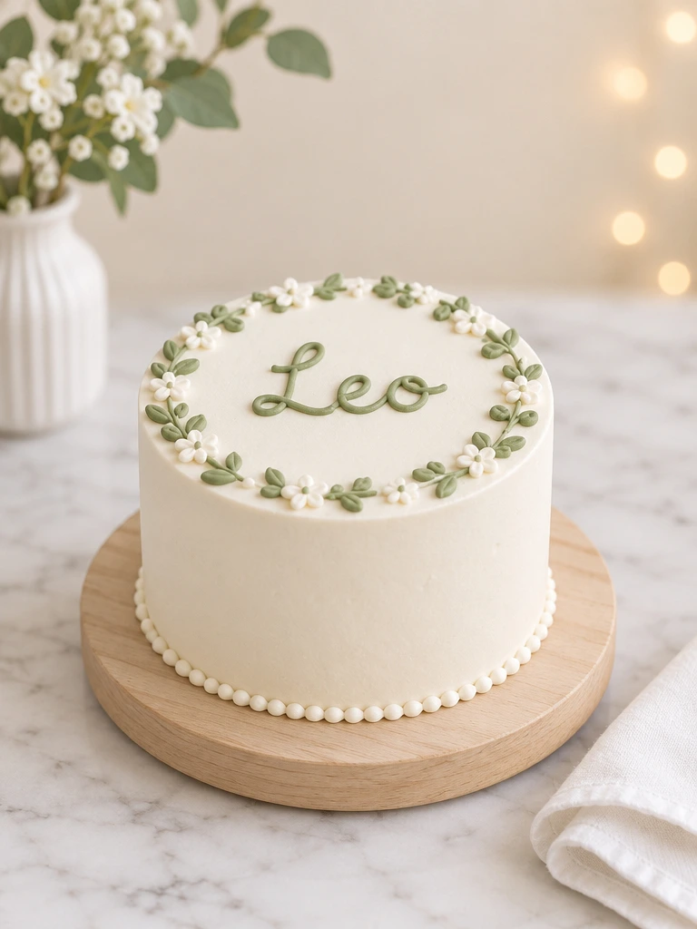 Tarta personalizada con nombre para bebé, Colibrí Bakery Barcelona