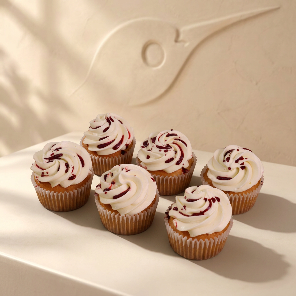 Cupcakes sangrientos de Halloween con crema de vainilla y sirope de frutos rojos en Barcelona